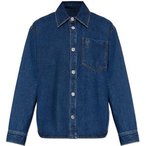 Ami Paris, unisex, Overhemden, Blauw, Maat: XS Denim,