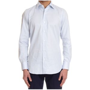 Finamore, Heren, Overhemden, Blauw, Maat: XL