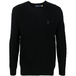 Polo Ralph Lauren - Kabel Gebreide Trui - Zwart - Wol-Cashmere Mix