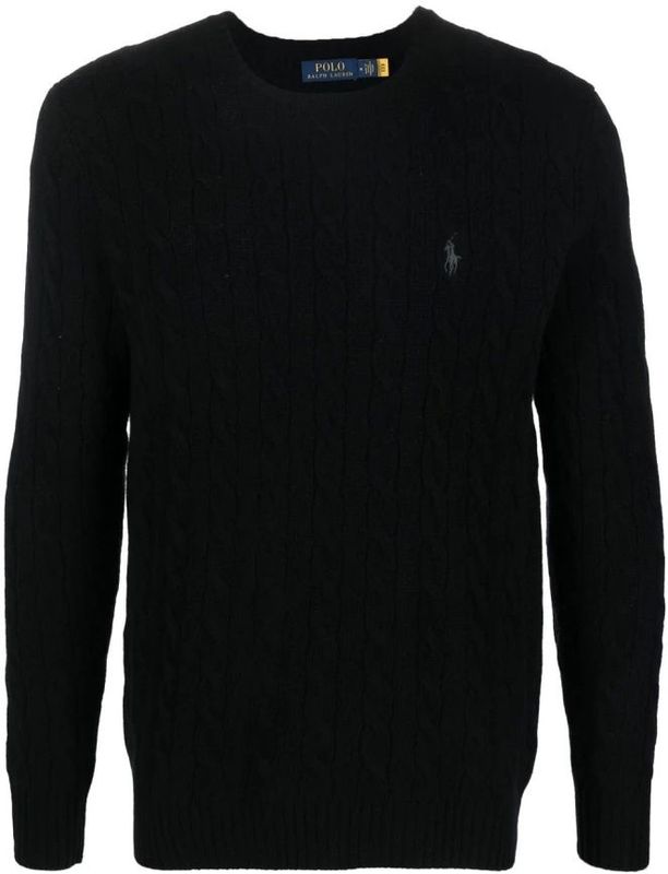 Polo Ralph Lauren - Kabel Gebreide Trui - Zwart - Wol-Cashmere Mix