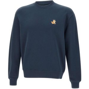 Maison Kitsuné, Heren, Sweatshirts & Hoodies, Blauw, Maat: M Katoen,