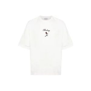 Burberry Witte Flocked Rose T-shirts en Polos , White , Heren , Maat: M