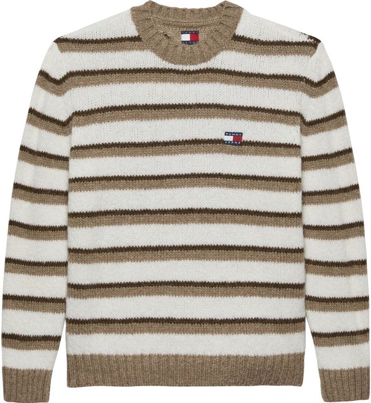 Tommy Jeans - Streeptrui - Beige - Heren - Alpacamix