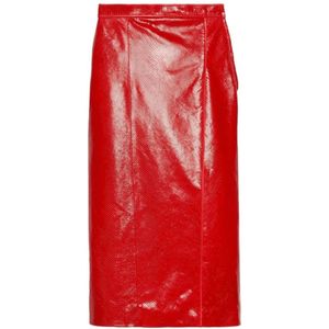 Gucci, Dames, Rokken, Rood, Maat: 2XS Leer,