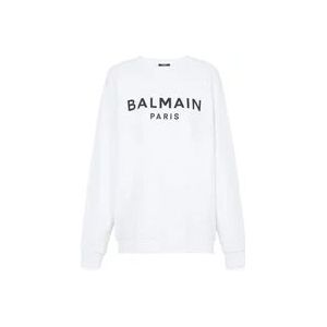 Balmain Katoenen bedrukte logo-sweatshirt , White , Heren , Maat: 2XL