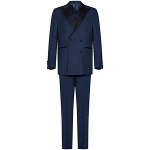Franzese Collection, Heren, Pakken, Blauw, Maat: S Zijde,