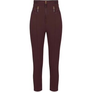 Elisabetta Franchi, Dames, Broeken, Bruin, Maat: S Leer,