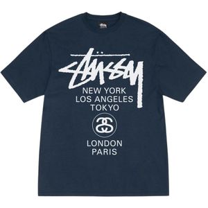 Stüssy, Heren, Tops, Blauw, Maat: M Zijde,