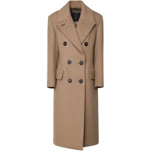 Max Mara, Dames, Mantels, Bruin, Maat: S Wol,