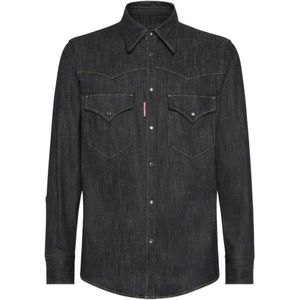Dsquared2, Heren, Overhemden, Zwart, Maat: 3XL