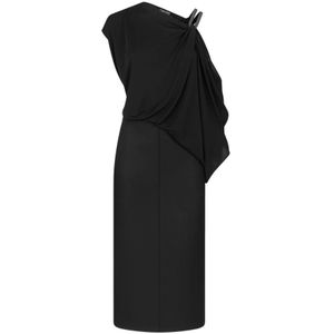 Tom Ford, Dames, Jurken, Zwart, Maat: S Leer,
