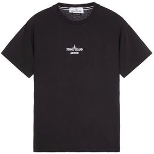 Stone Island, Heren, Tops, Zwart, Maat: M Katoen,