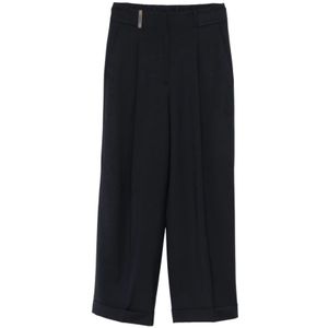 Peserico, Dames, Broeken, Blauw, Maat: L