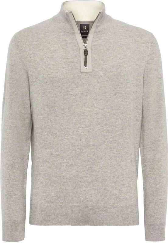 Boggi Milano - Cashmere Half-Zip - Trui - Beige - Regular Fit