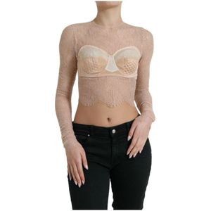 Dolce & Gabbana, Dames, Tops, Beige, Maat: XS Zijde,