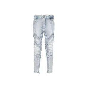 Balmain Slim-Fit Katoenen Jeans met Bandjes , Blue , Heren , Maat: W32