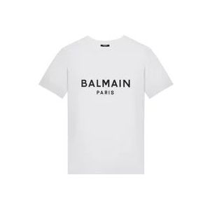 Balmain Korte Mouw Ronde Hals T-shirt , White , Heren , Maat: L