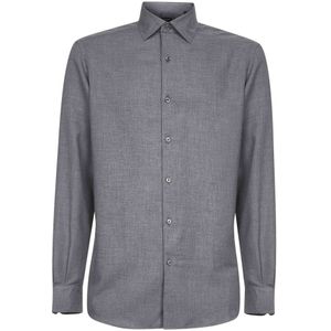 Zegna, Heren, Overhemden, Grijs, Maat: L Katoen,