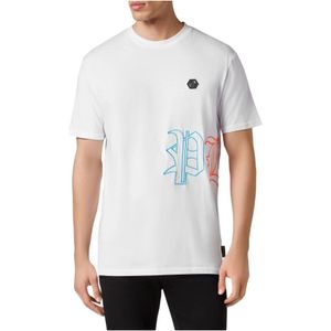 Philipp Plein, Heren, Tops, Wit, Maat: S Katoen,