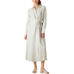 Y.a.s - Yaskaya LS Long Shirt Dress - Groen-Wit - Katoenmix - Lange Mouwen