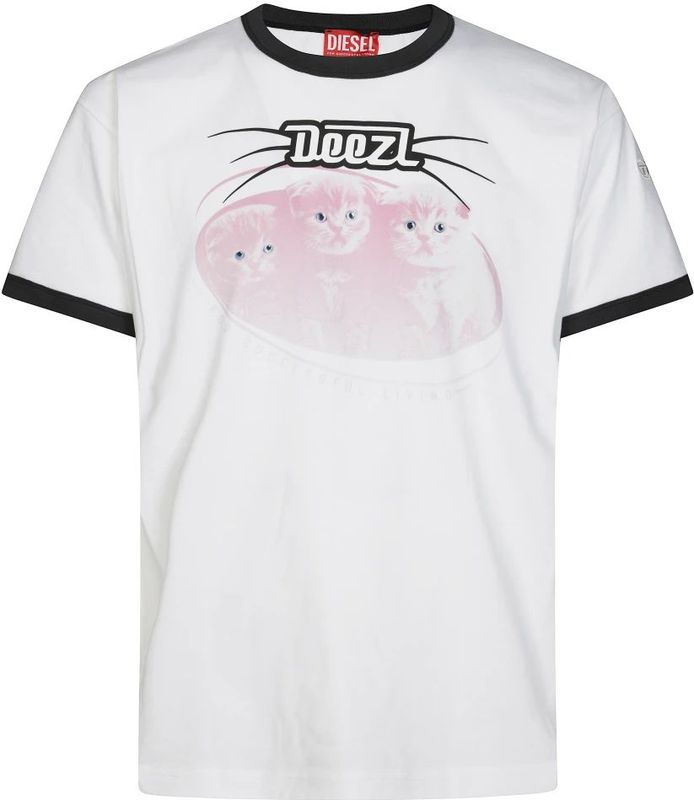 Diesel - Casual Katoenen T-Shirt - Wit - Heren