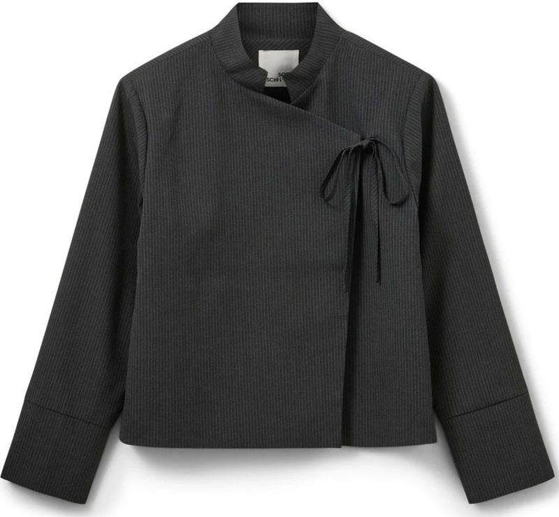 Sofie Schnoor - Sinclairsw - Damesjas - Donkergrijs - Hoge Kraag - Asymmetrische Sluiting