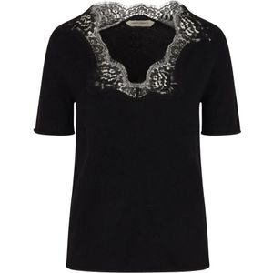 Alberta Ferretti, Dames, Tops, Zwart, Maat: L Zijde,