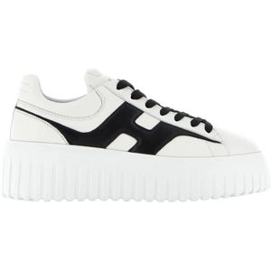 Hogan Witte en zwarte leren sneakers , White , Heren , Maat: 44 EU