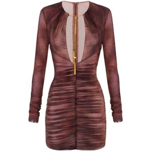 Elisabetta Franchi, Dames, Jurken, Veelkleurig, Maat: S Polyamide,