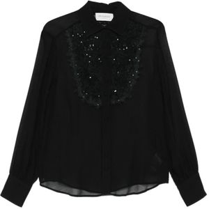 Ermanno Scervino, Dames, Blouses & Shirts, Zwart, Maat: S Viscose,