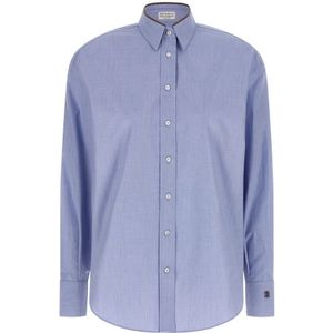 Brunello Cucinelli, Dames, Blouses & Shirts, Blauw, Maat: XL Katoen,