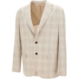 Eleventy, Heren, Jassen, Beige, Maat: 2XL Zijde,