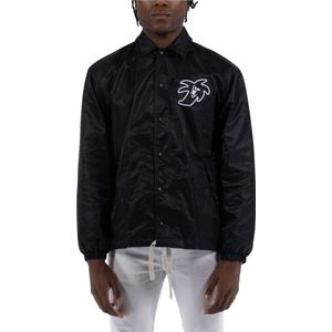 Palm Angels, Heren, Jassen, Zwart, Maat: L Katoen,