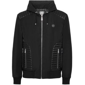 Philipp Plein, Heren, Jassen, Zwart, Maat: S Nylon,