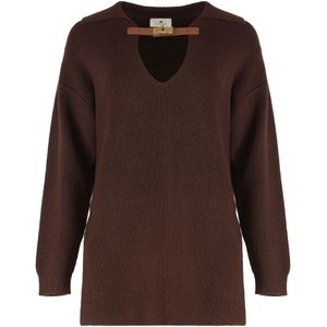 Elisabetta Franchi, Dames, Truien, Bruin, Maat: S Wol,