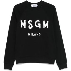 Msgm, Dames, Sweatshirts & Hoodies, Zwart, Maat: S Katoen,
