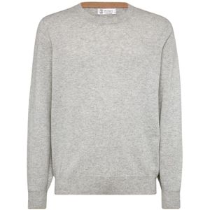 Brunello Cucinelli, Heren, Truien, Grijs, Maat: L Kasjmier,