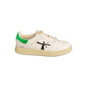 Premiata Witte Leren Sneakers met Neon Groene Spoiler , White , Heren , Maat: 43 EU