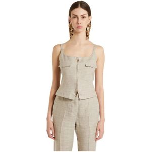 Marella, Dames, Tops, Beige, Maat: M Linnen,