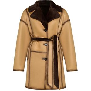 Cesare Gaspari, Dames, Mantels, Beige, Maat: S Leer,
