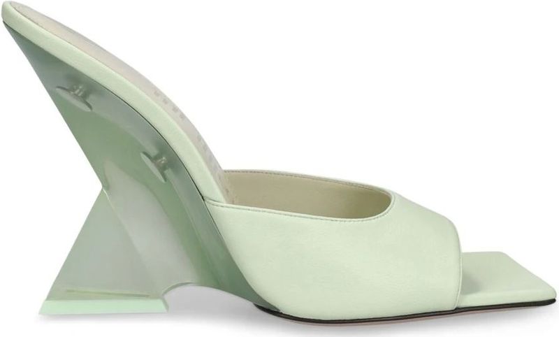 The Attico - Heeled Mules - Zwart - 100% Kalfsleer - Plexiglazen Hak 10,5 cm