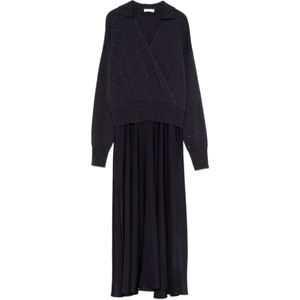 Peserico, Dames, Jurken, Blauw, Maat: XS Viscose,