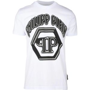 Philipp Plein, Heren, Tops, Wit, Maat: M Katoen,