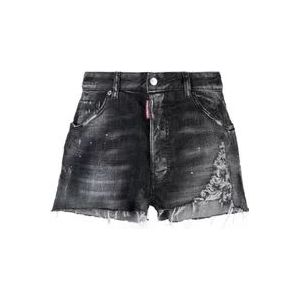 Dsquared2 Zwarte Denim Shorts voor Moderne Vrouw , Black , Dames , Maat: XS