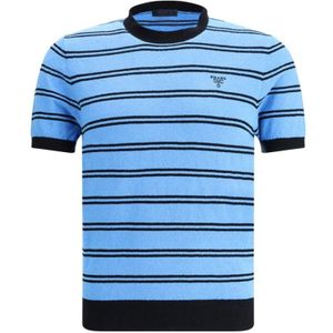 Prada, Heren, Tops, Blauw, Maat: S Katoen,