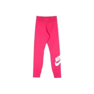 Nike Hoge Taille Legging Futura Fireberry/Wit , Pink , Dames , Maat: 2XS