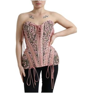 Dolce & Gabbana, Dames, Tops, Veelkleurig, Maat: 2XS Zijde,