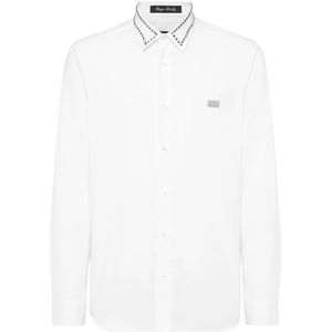 Philipp Plein, Heren, Overhemden, Wit, Maat: S Katoen,