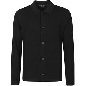 Michael Kors, Heren, Overhemden, Zwart, Maat: L Wol,