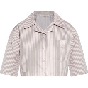 Palm Angels, Dames, Blouses & Shirts, Beige, Maat: M Katoen,